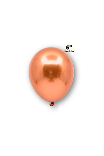 Huzur Party Store Small Mini Size Copper Colored Chrome Balloon 10 Pcs 6 Inch 15 Cm High Shiny Mirrored Birthday Party Balloon