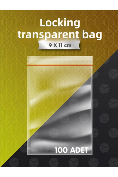 t tuğset etiket حقيبة قابلة للقفل 9x11 سم 100 قطعة حقيبة شفافة قابلة للقفل حقيبة كعكة الحناء والمكسرات - T979
