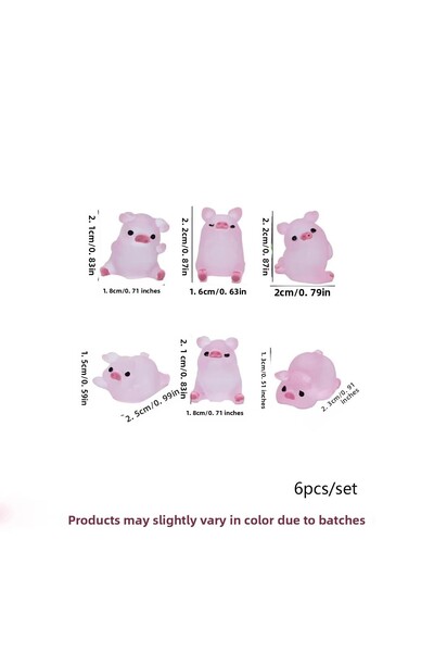 Choice Multi-Colored A Set Of Six Resin Cute Glow-In-The-Dark Piggy Ornament ...