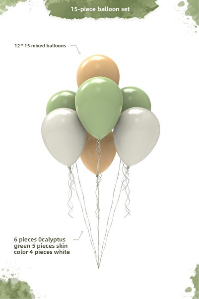 Hey Parti مجموعة بالونات تحت عنوان الأوكالبتوس - بالونات مختلطة باللون الأخضر...