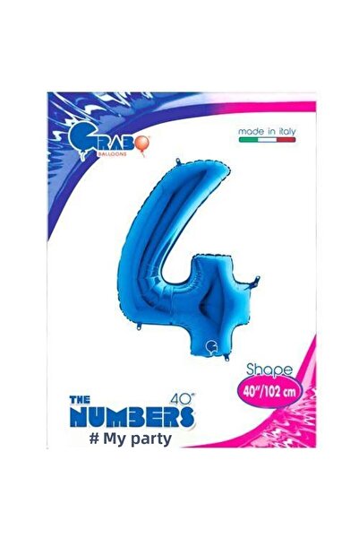 Parti Dükkanım بالون فويل 4 أرقام أزرق (100x70 سم)
