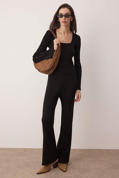 Trendyol Collection Black Square Collar Body Hugging Knitwear Bottom - Top Set Twoaw26Au00054