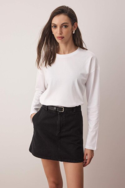 Trendyol Collection Λευκό-Λευκό 2 Πακέτο 100% Μονόκλινο Πλεκτό Μπλουζάκι Oversize/Φαρδύ κοψίδι TWOAW25TS00004