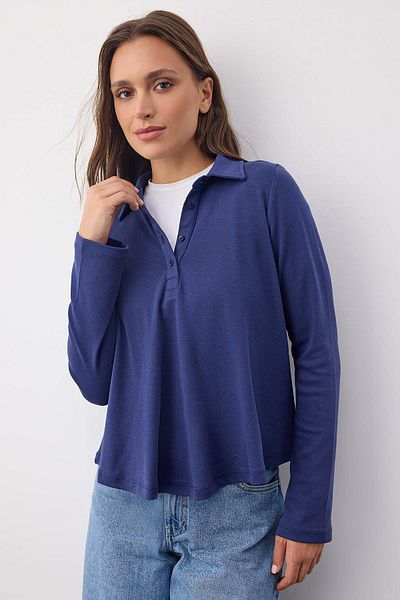 Trendyol Collection Wardrobe Essentials – Navy Blue Buttoned Knitted Blouse with Fabric |   Twoaw26Bz000740