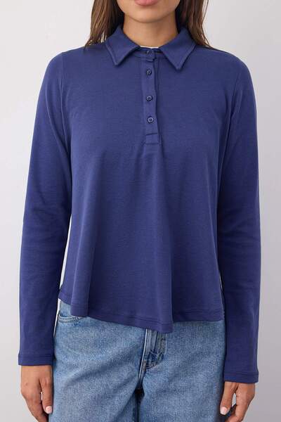 Trendyol Collection Wardrobe Essentials – Πλεκτή μπλούζα με κουμπιά με ύφασμα Navy Blue Tok | TWOAW26BZ00074 ΤΟ