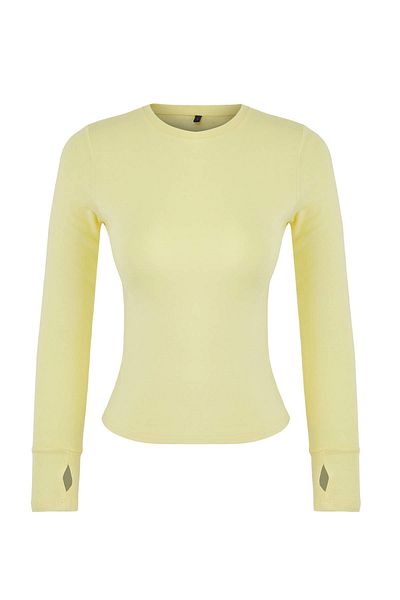Trendyol Collection Bluză tricotată elastică din viscoză galbenă/țesătură moale cu detaliu de degete TWOAW25BZ00014