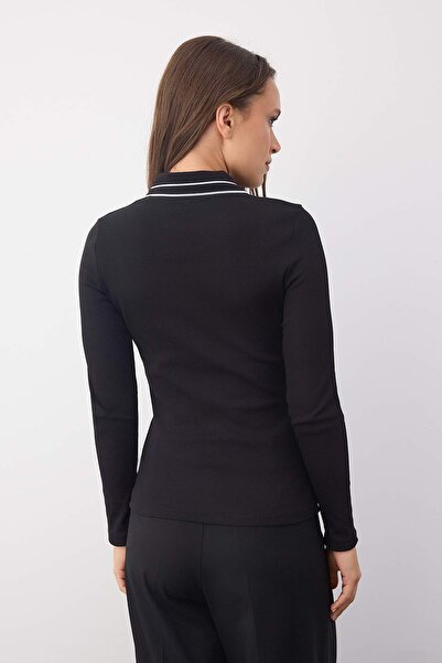 Trendyol Collection Wardrobe Essentials – Buttoned Slim/Fitted Knitted Blouse with Black Piping Detail | Twoaw26Bz000100