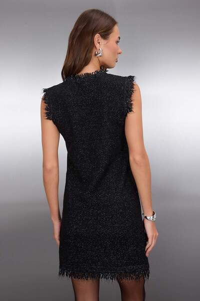 Trendyol Collection Μαύρο Μίνι Πλεκτό Φόρεμα με υφή TWOAW26EL00046