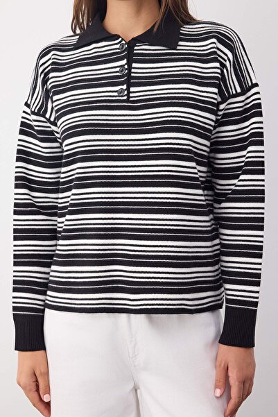 Trendyol Collection Wardrobe Essentials Negru Premium/Finețe Speciale Pulover Tricotaj cu guler polo | TWOAW26KZ00060