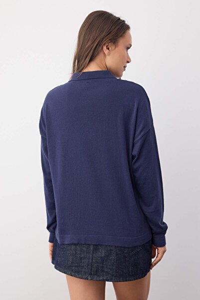 Trendyol Collection Wardrobe Essentials Bleumarin*001 Premium Yarn Pulover tricotat cu croială lată |   TWOAW26KZ00195