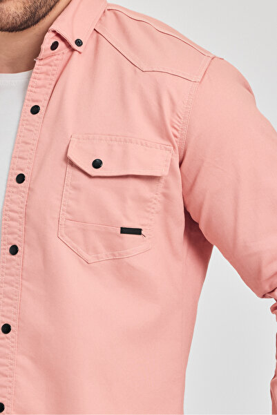 YXC Slim Fit Men's Denim Shirt Light Powder