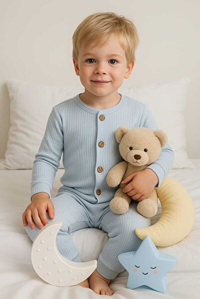 Tosyalı Burak Bebe طقم بيجامة قطنية ممشطة للأطفال بعمر 1/4 سنة