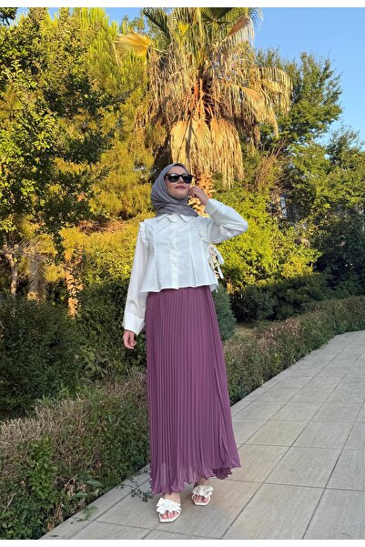 RESSHO Mor Uzun Şifon Etek