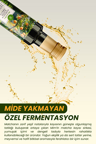 Mim and More Matcha & Kayısı Sirkesi - Doğal Fermantasyon, %100 Doğal, Katkısız, 250 ml