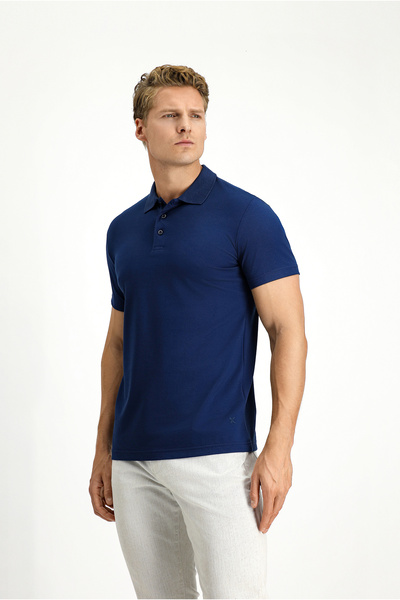 Kiğılı Tricou cu guler polo din bumbac brodat slim fit