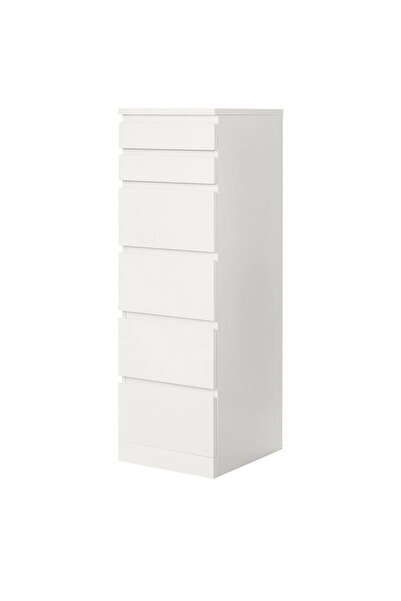 IKEA 6 çekmeceli şifonyer, beyaz, 40x123 cm, aynalı