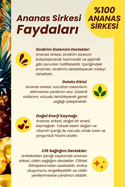Mim and More Ananas Sirkesi - Doğal Fermantasyon, %100 Doğal, Katkısız, 250 ml