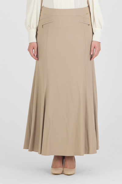 G-Line Stone ColorMaxiLength Pleated Back FishModelSkirt