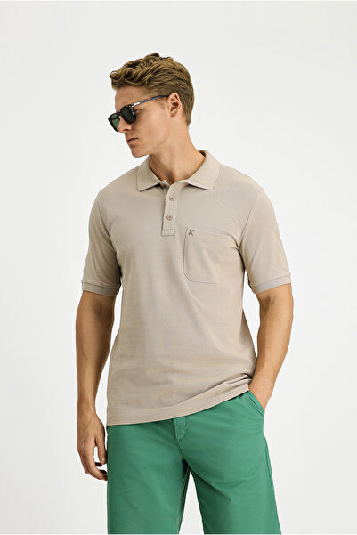 Kiğılı Μπλουζάκι με κέντημα από βαμβακερό κέντημα με κανονική εφαρμογή, μη κυρτό μπλουζάκι με γιακά πόλο