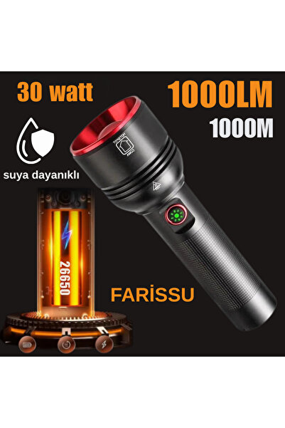 farissu RT-S232 Profesyonel Güçlü Işıklı ve Şarjlı El Feneri