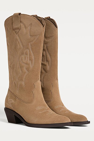 Stradivarius Süet kovboy çizme