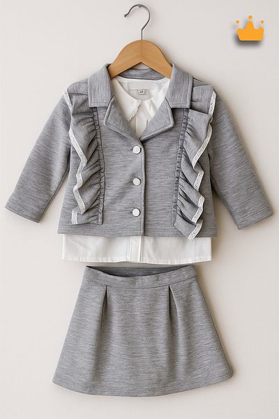 Babydola 1-5 Years Jacket Shirt Skirt Girl's Set 3 Piece Set 15315