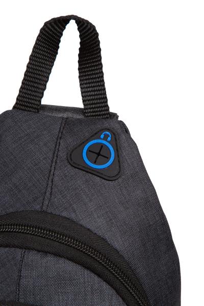 Newish Piept încrucișat, geantă de umăr și talie din țesătură de in cu urechi și port USB și curea neagră. Multifuncțional