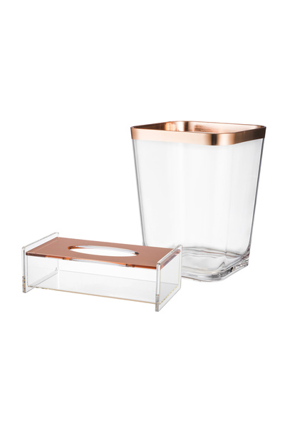 ABAREEK Set of acrylic wastebasket, tissue box and decor for a stylish and modern home