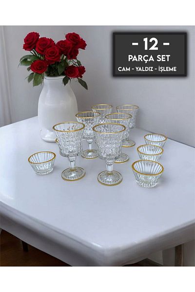 gkzglass home dekor Orchid Glass Gilded Coffee Side Water Cup Presentation Set Set of 12
