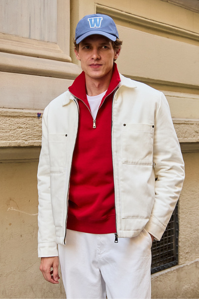 Danger Men's Cotton Coat Jacket Ecru