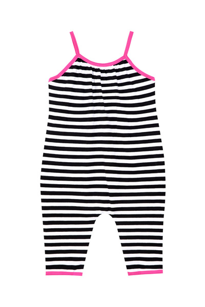 Denokids Смугастий комбінезон для дівчинки Love Me на бретелях з котиками