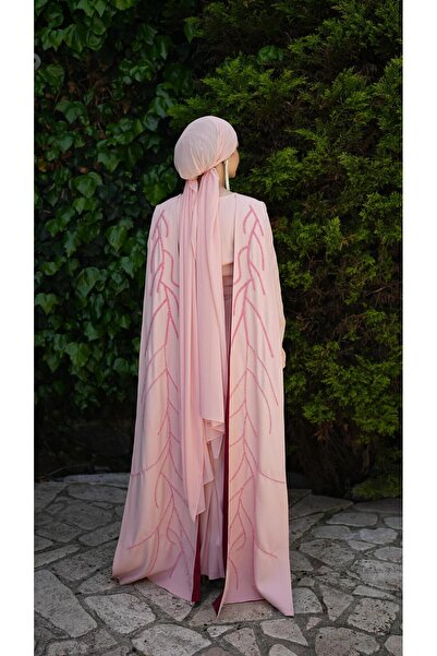 White Corner 2914 EL İŞİ TAŞ İŞLEMELİ TASARIM ELBİSE