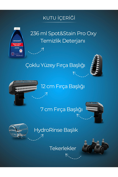 Bissell SpotClean HydroSteam Pro Buharlı Halı – Koltuk Yıkama ve Leke Çıkarma Makinesi