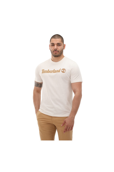 Timberland Чоловічий білий круглий виріз з логотипом з лінійним логотипом