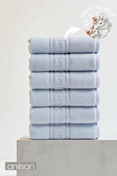 Anılsan 6-панельна блакитна грецька рушник - 50x90 см, 225 г, 100% бавовна, рушник для спа та готелю, для щоденного використання