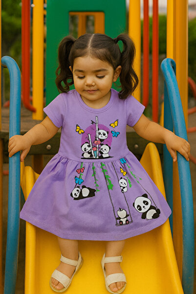 Hacalı Kids Χτενισμένο βαμβακερό κοντομάνικο φόρεμα