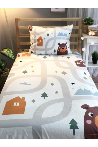 Evmila Town Pattern Velvet Decorative Bedspread Model