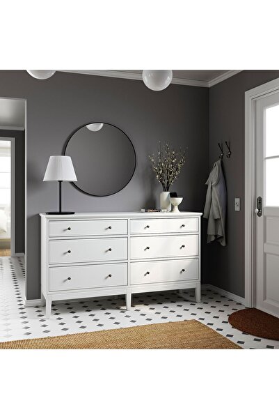 IKEA 6 çekmeceli şifonyer, beyaz, 162x95 cm Genişlik: 162 cm Derinlik: 50 cm Yükseklik: 95 cm