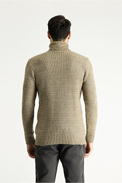 Kiğılı Balıkçı Yaka Slim Fit Dar Kesim Desenli Triko Kazak