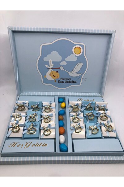 Lavin Çikolata 20 adetli Mavi Metal Atlı Hoşgeldin Bebek Çikolata