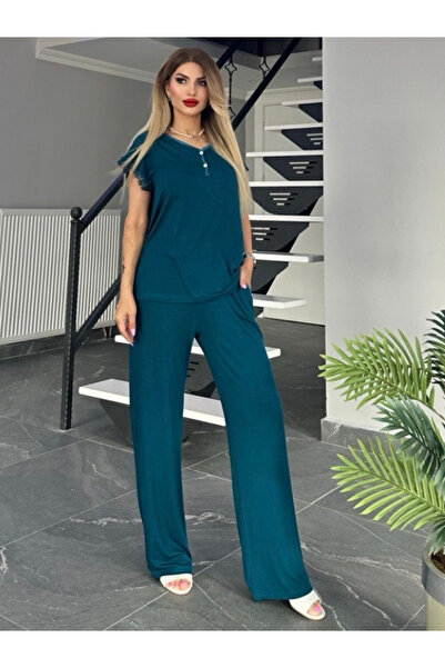 MİMİ Luxury Wear Set pijamale de damă din bumbac - guler cu nasturi