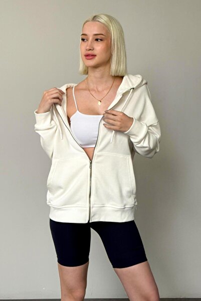 Seeh Бяла качулка с цип SH113