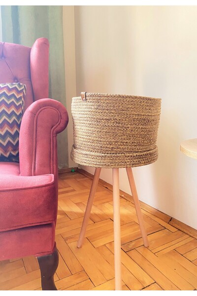 AEKI Design&Art Decorative Wooden Leg Flower Pot Wicker Basket - Home Decoration - Wicker Basket