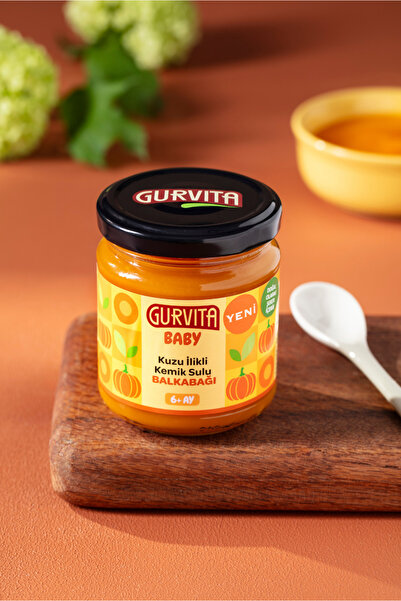 Gurvita Baby Kuzu Ilikli Kemik Sulu Karışık Sebze Püreli Kavanoz Mama 165 gr 6'lı