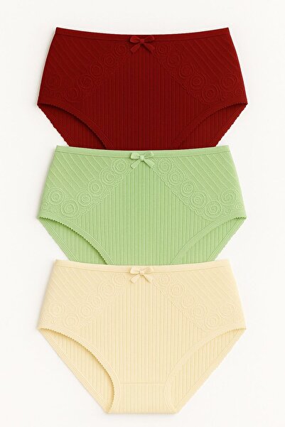 MAVİ QUMSAL Önü Dantelli Ribana Bikini 3'lü Set