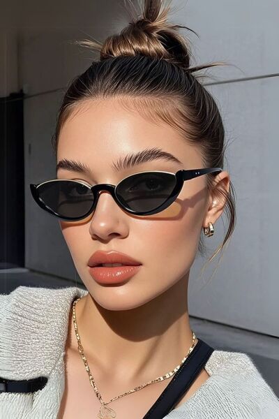 COOLANDBETTER Tina Cat Eye Kadın Siyah Yarım Çerçeve Güneş Gözlüğü Yeni Sezon...