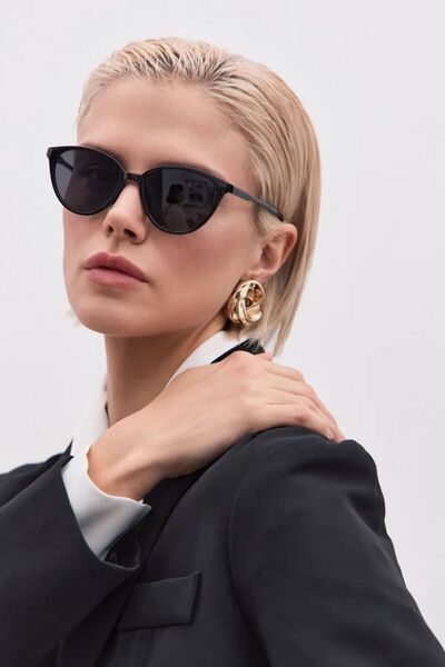 REN EYEWEAR Nora Cat Eye Sunglasses - Black Thin Frame Stylish Women's Model – Uv400 Protection