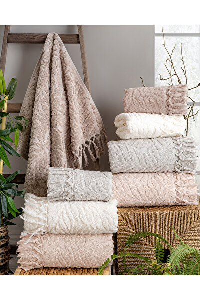 Hazangülü Buldan Üretim Dowry Luxury Jacquard Merlin 4 قطع منشفة يد/وجه I 50x90