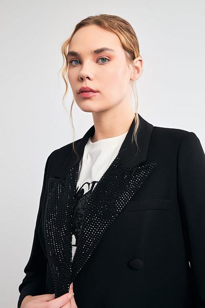 Setre Black Jacket with Stone and Button Detail