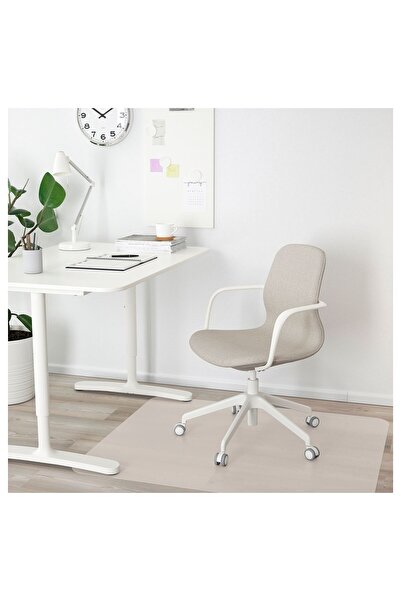 IKEA çalışma sandalyesi, gunnared bej-beyaz, kolçaklı